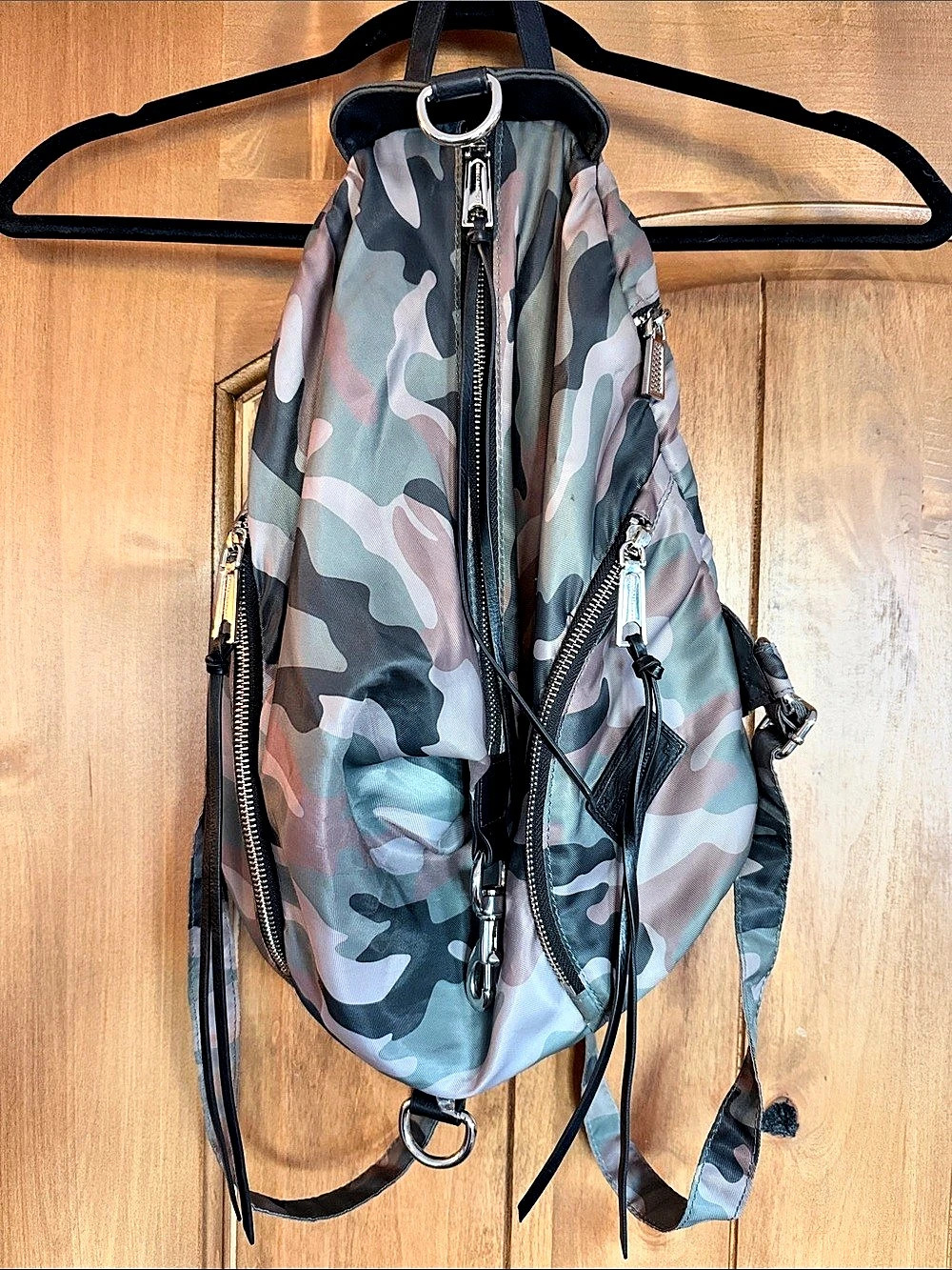 Rebecca Minkoff Julian Nylon Backpack Camo Green & Pink